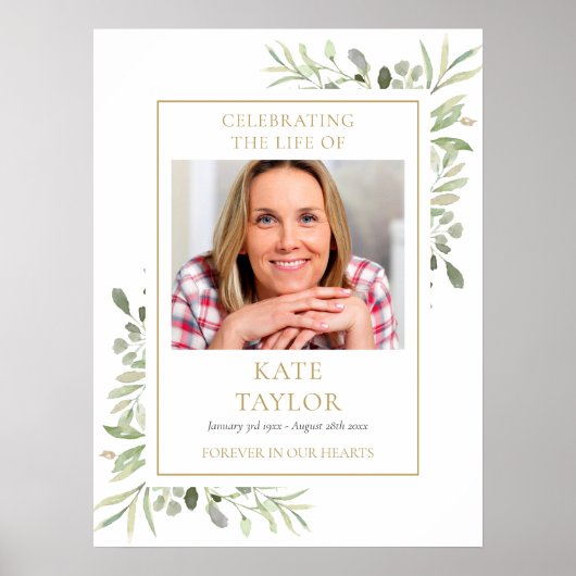 葉の葬儀 追悼 生命の記念写真 ポスター (正面)