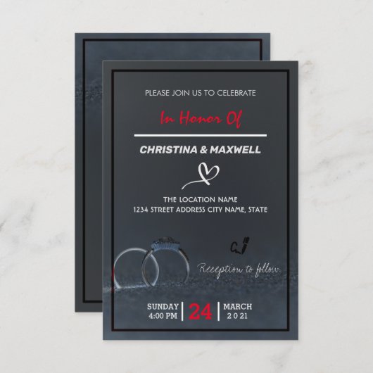 葉の装飾のフープ 結婚式の招待状 出欠カード (正面/裏面)