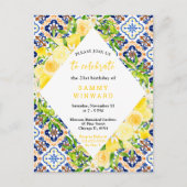 葉の誕生日会地中海の付きレモン ポストカード (正面)