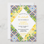 葉の誕生日会地中海の付きレモン 招待状 (正面)