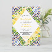 葉の誕生日会地中海の付きレモン 招待状 (スタンド正面)