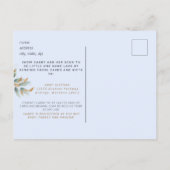 葉の超音波ゴールド&ブルー ベビーシャワー by Mail インビテーションポストカード (裏面)