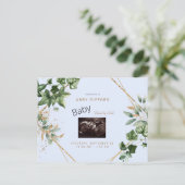 葉の超音波ゴールド&ブルー ベビーシャワー by Mail インビテーションポストカード (スタンド正面)