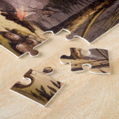 葉の避難所(colouの下のネイティブアメリカン家族 ジグソーパズル (側面)