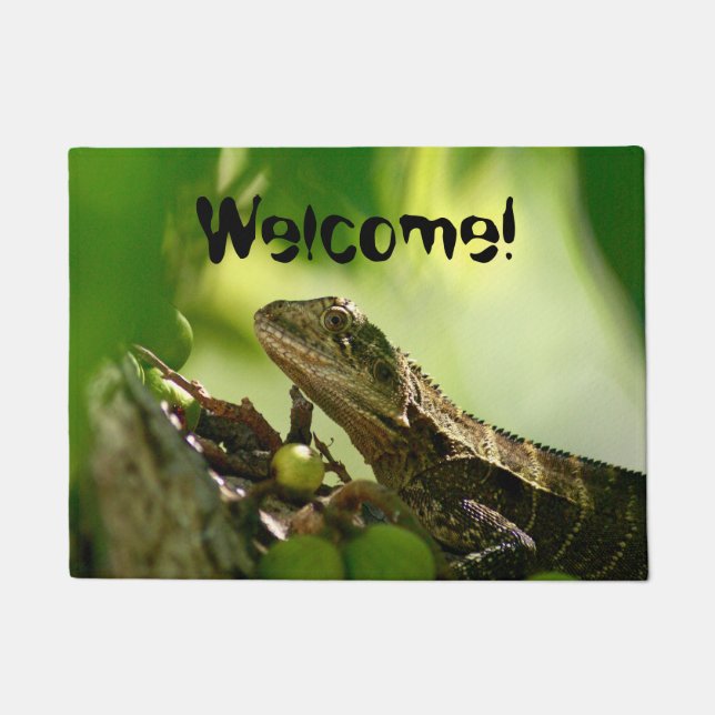 葉の間に隠れているオーストラリアのトカゲ写真 ドアマット (正面)