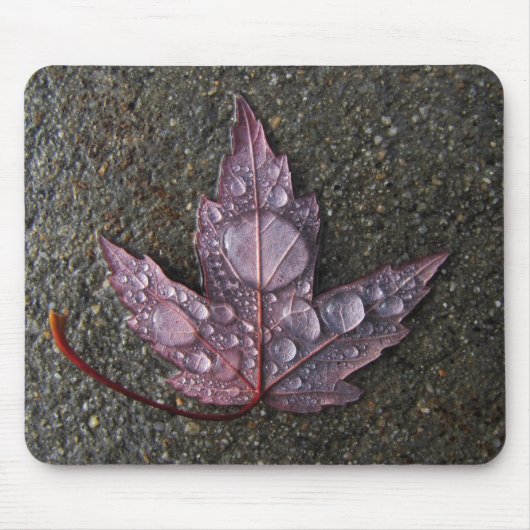 葉の雨滴 マウスパッド (正面)