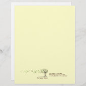 葉の黄色いレターヘッドが付いている禅の風の木 レターヘッド (正面/裏面)