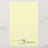 葉の黄色い文房具が付いている禅の風の木 便箋 (正面)