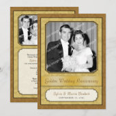 葉の黄金のダマスク(50周年)招待状 招待状 (正面/裏面)