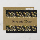 葉の黄金の渦巻き日付保存 案内ポストカード (正面/裏面)