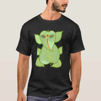 葉のGanpatiの緑のTシャツ Tシャツ
