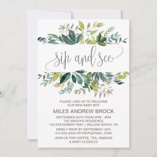 葉のsipと参照 招待状 (正面)