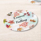 葉は落水色秋紅葉 ラウンドペーパーコースター (アングル)