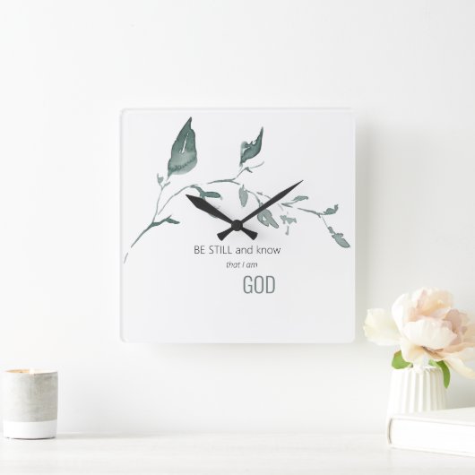 葉は静かで私が神であることを知っている スクエア壁時計 (ホーム)