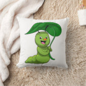 葉をパラソルに持つキャタピラー クッション (ブランケット)