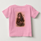 葉を持つオランウータンのベビー ベビーTシャツ (裏面)