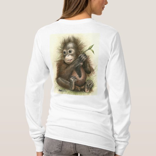 葉を持つオランウータンのベビー Tシャツ (裏面)