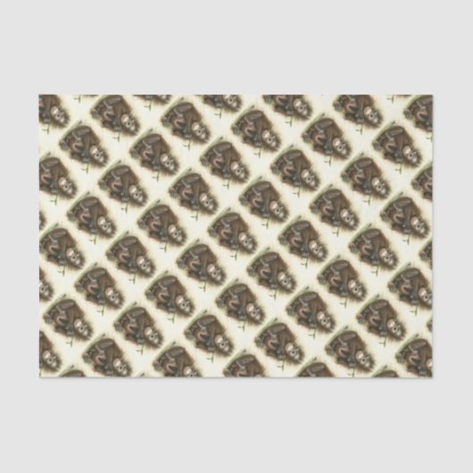 葉を持つオランウータンの赤ん坊 薄葉紙 (正面)