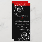 葉を黒にスクロールし、赤結婚のメニューカード メニュー (正面/裏面)