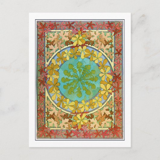 葉アールヌーボースタイルミュシャ ポストカード (正面)