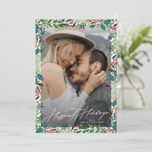 葉エレガントのクリスマスフレームHAPPIEST HOLIDAYS シーズンカード (スタンド正面)