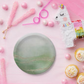 葉エレガントの淡水色結婚 ペーパープレート (パーティー)