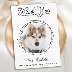 葉エレガントの葉PET PHOTO DOG結婚の感謝してい感想 サンキューカード