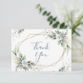 葉エレガントほこりっぽい青い花 サンキューカード (スタンド正面)