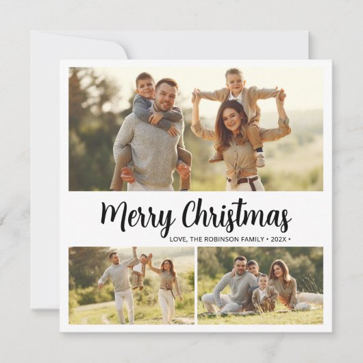 葉エレガントタイポグラフィ3数々の写真クリスマス シーズンカード (正面)