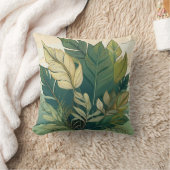葉エレガントデザイン付き植物性鮮やかクッション クッション (ブランケット)