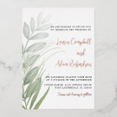 葉エレガントバラ金ゴールド結婚式招待状 箔招待状 (正面)