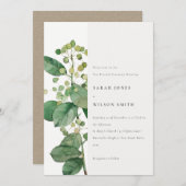 葉エレガントミニマル葉の緑の誓いの更新 招待状 (正面/裏面)