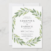 葉エレガントリース |モダン文字結婚ズ 招待状 (正面)