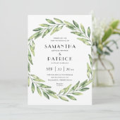 葉エレガントリース |モダン文字結婚ズ 招待状 (スタンド正面)