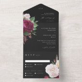 葉エレガント付き結婚フローラ オールインワン招待状 (内側)