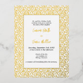 葉エレガント植物性結婚式招待状カード 箔招待状ポストカード (正面)