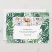 葉エレガント状ボタ生まれたばかりのン4枚ベビー誕生 案内状 (裏面)