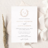 葉エレガント状リースモノグラムの結婚葉 箔招待状