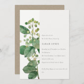 葉エレガント素朴葉緑化ブライダルシャワー 招待状 (正面/裏面)