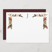 葉エレガント緑色金ゴールドモノグラム サンキューカード (正面/裏面)