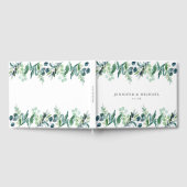 葉エレガント色の水彩植物学結婚院 ゲストブック (全面)