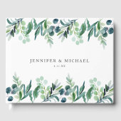 葉エレガント色の水彩植物学結婚院 ゲストブック (正面)