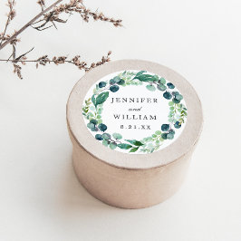 葉エレガント色の水彩植物学結婚院 ラウンドシール