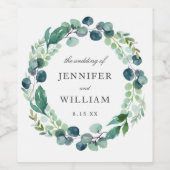 葉エレガント色の水彩植物学結婚院 ワインラベル (シングルラベル)