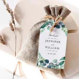 葉エレガント色の水色の植物性グリ結婚ーン ギフトタグ