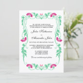 葉エレガント花模様と渦巻結婚き 招待状 (スタンド正面)