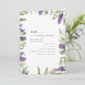 葉エレガント葉とラベンダーブライダルシャワーの招待 招待状 (スタンド正面)