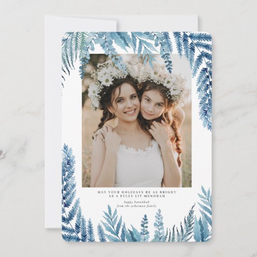 葉エレガント部 | Hanukkahフォトコラージュカード 招待状 (正面)