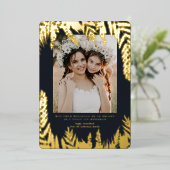 葉エレガント部 | Hanukkahフォトコラージュカード 箔招待状 (立ち正面)