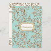 葉エレガント金ゴールドアクアガールクロス確認 招待状 (正面/裏面)